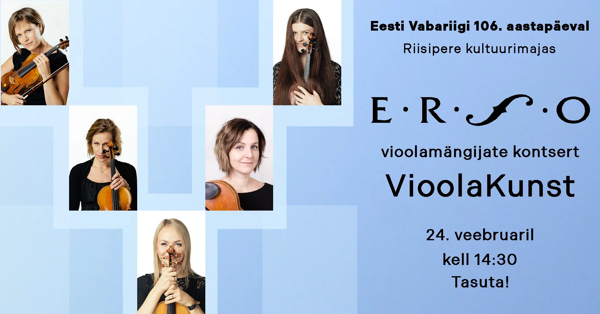 ERSO vioolamängijate kontsert “VioolaKunst” Eesti Vabariigi 106.aastapäeval