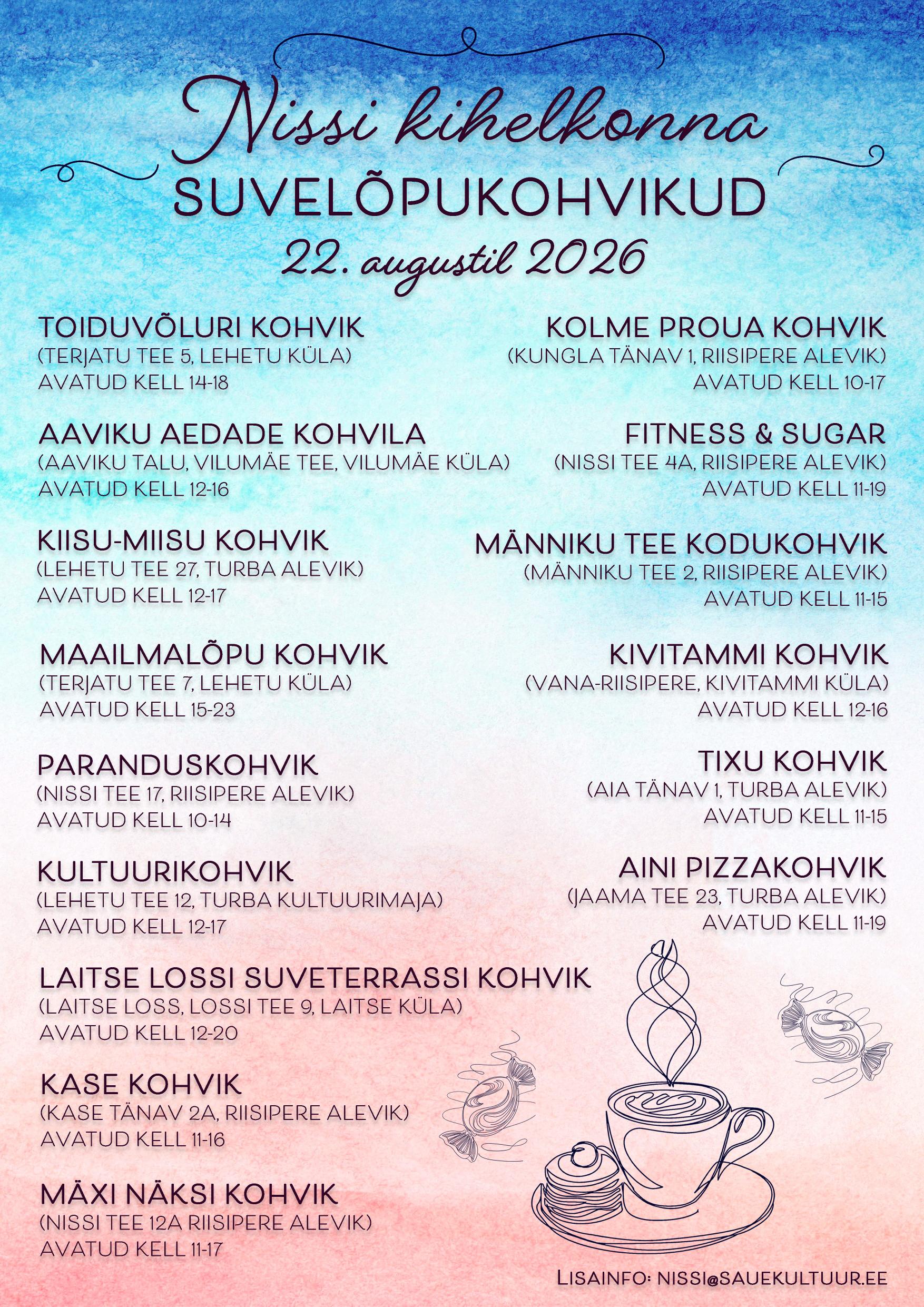 Nissi kihelkonna suvelõpukohvikud 2026