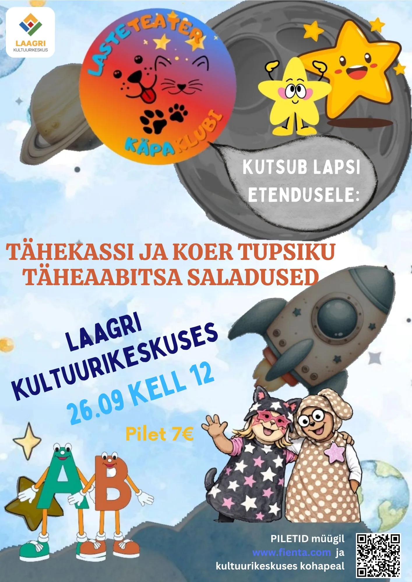 Lastehommik: etendus “Tähekassi ja Koer Tupsiku Tähe-aabitsa saladused”